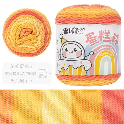 Cake Thread Snowball Wool Ball 5 Strands Milk Cotton Thread Rainbow Color Section Dyed Wool Scarf DIY Knitting Wool Ball