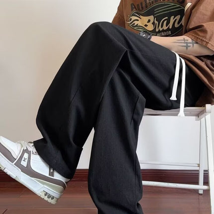 2025 Summer New Loose Casual Pants for Men Korean Style Trendy Versatile Thin Drape Wide-Leg Floor-Length Trousers