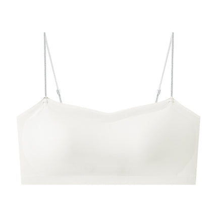 Popular Seamless Beauty Back Bra for Women, Tube Top, Spaghetti Straps, No Rims, Small Breast Push-Up, Glossy One-Line Support Bra