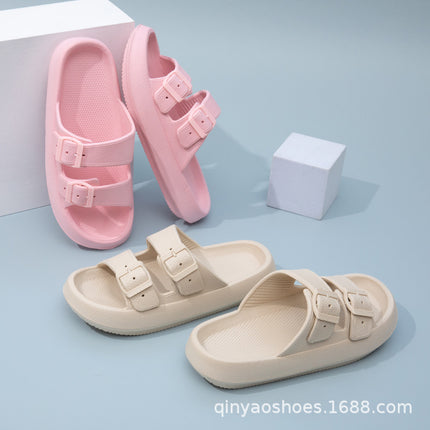 Double Strips Feeling EVA Slippers Women's Summer Bathing Slippers Home Sandals Men's Outdoor Beach Sandals