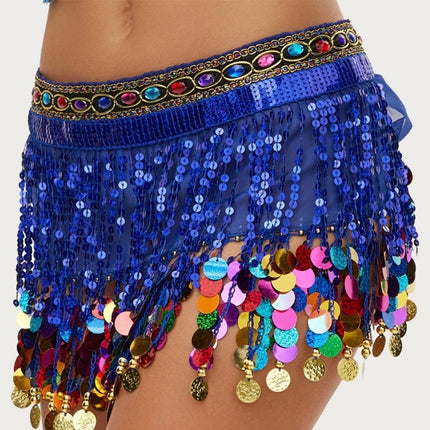 Cross-border explosions belly dance waist chain sequins tassel dance hip towel Indian dance gong pure color film practice waist towel