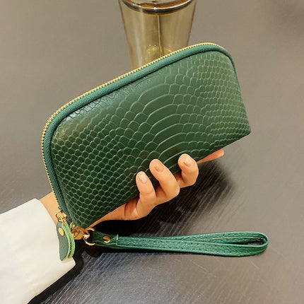 Soft Leather Small Bag for Women, Crocodile Pattern Leather Clutch Bag, 2025 New Trendy Summer Fashion Mini Mobile Phone Coin Purse