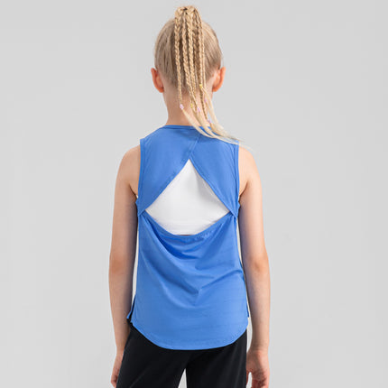Girls Loose Sports Vest Ice-Feel Quick-Drying Sports Top Cut Out Breathable Fitness Running Vest 33105
