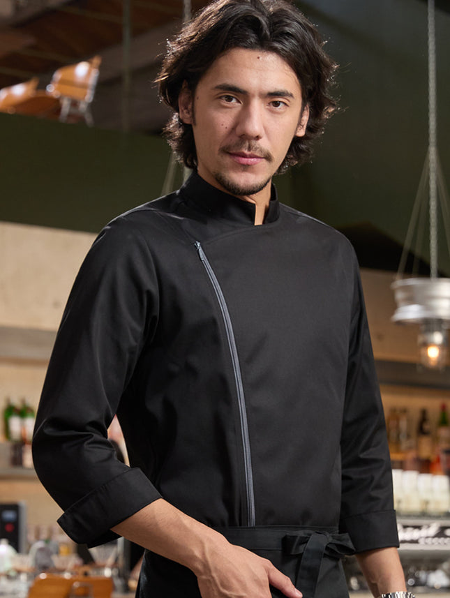 Tesme High-end Chef Work Clothes Long Sleeve Men's YKK Zipper Western Restaurant Catering Baking Hotel Kitchen