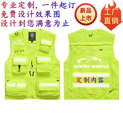 Summer New plus size Multi-pocket Custom Printing LOGO Vest Men's and Women's Vest Outdoor Photography Mountaineering Vest