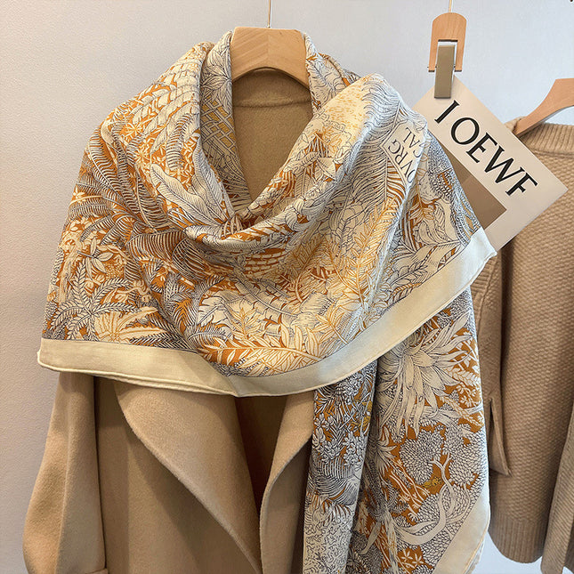 Spring and autumn texture silk wool scarf women's autumn and winter silk wool large square scarf warm shawl dual-purpose women's all-match temperament