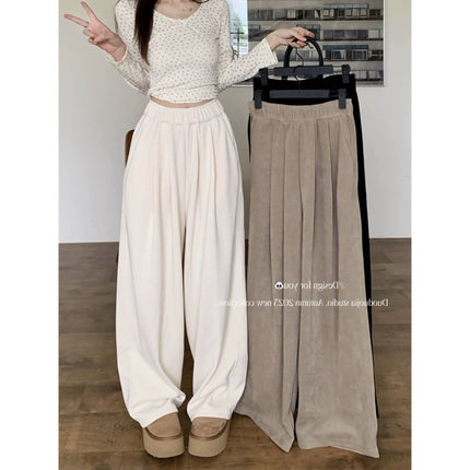 Yamamoto Pants Elastic Wide-Leg Women's Pants Spring and Autumn Straight Loose Casual Pants Regular Drape Floor-Length Plus-Size Long Pants