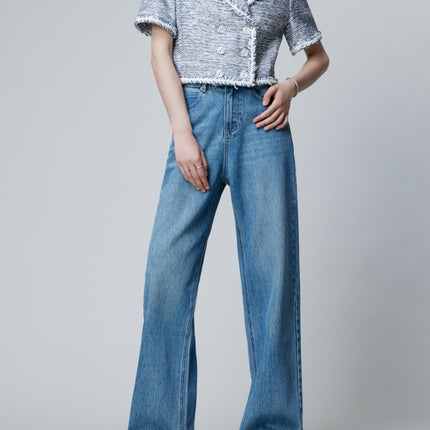 【Special Clearance】Women's Jeans Made of Premium Denim Fabric, Comfortable and Stylish, Slimming Wide-Leg Floor-Length Pants