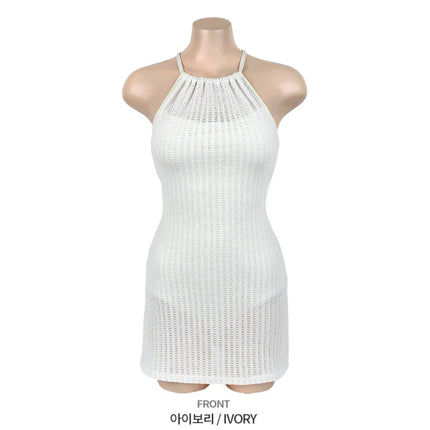 Korean Ins Style New Sexy Beautiful Back Knitted Fabric Pure Desire Small Fragrance Style High-End One-Piece Swimsuit for Women