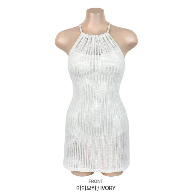 Korean Ins Style New Sexy Beautiful Back Knitted Fabric Pure Desire Small Fragrance Style High-End One-Piece Swimsuit for Women