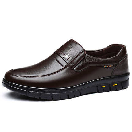 Dad Leather Shoes Large Size Middle-aged and Elderly Business Casual Shoes Genuine Leather Men's Leather Shoes Non-slip Fleece-lined Cotton Shoes Middle-aged Men's Shoes