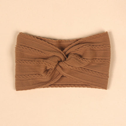 Cross-Border Kidsren's Hair Accessories European and American Popular Baby Cross Headband Jacquard Twist Bow Baby Pure Color Hairband
