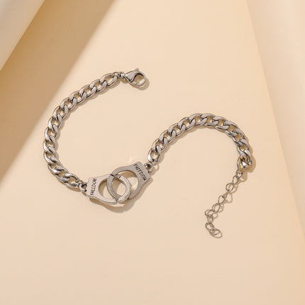 Cross-border for cold wind men's and women's bracelets European and American creative personality freedoom alloy handcuffs bracelet wholesale