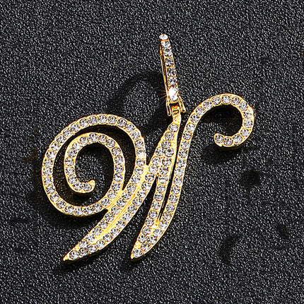 Foreign trade popular products full diamond hip hop jewelry grass letter pendant melon seed buckle Cuban chain accessories Amazon exclusive