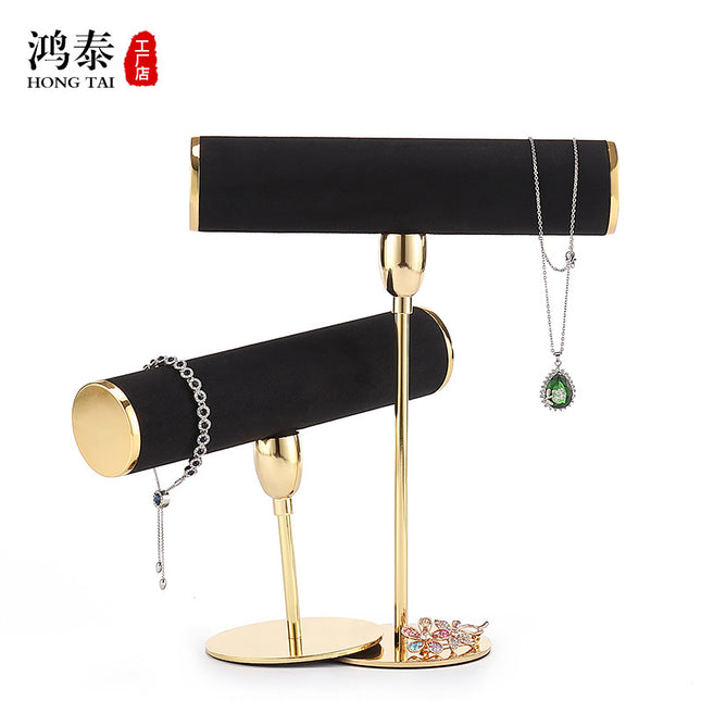 Hongtai Light Luxury Metal Bracelet Jewelry Display Stand Stand Bracelet Microfiber Jewelry Display Props in stock Wholesale