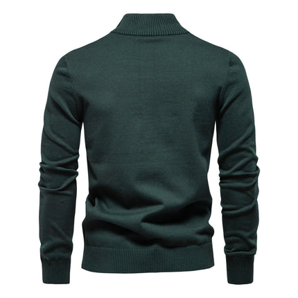 2024 Half-Stripesd European Size Knitwear Autumn and Winter Casual New Men's Knitwear Men's Top Zipper Cross-Border Green