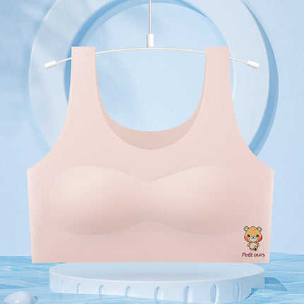 Cute Cartoon Junior Senior high school Students Traceless Ice Silk Girls' Underwear Development Adolescent Girls' Beautiful Back Girls' Bra