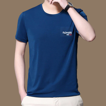 T-Shirt for Men 2022 New Style Plain Ice Silk Quick-Dry Short-Sleeve Elastic Mesh Round Neck Thin Slim Fit Inner Wear