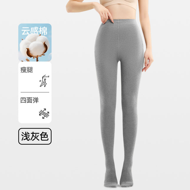 New Vertical Striped Leggings for Spring and Autumn, Hip-Lifting, Slimming, Gray Series, Thin Striped, Slimming, Slight Compression Pantyhose for Women