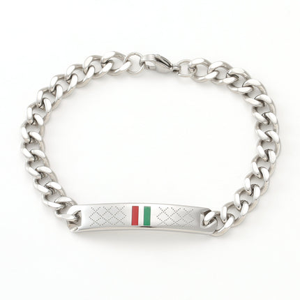 Cross-border stainless steel men's bracelet with red and green tape ring steel gold and black three color jewelry in stock wholesale