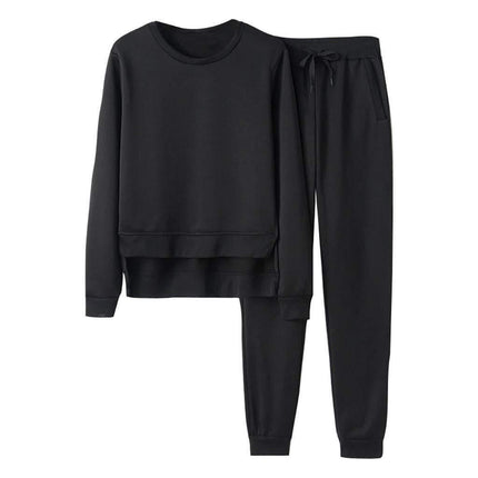 2023 Amazon cross-border new loose plus size top women's long sleeve hot figure sweater fleece-lined casual suit wholesale