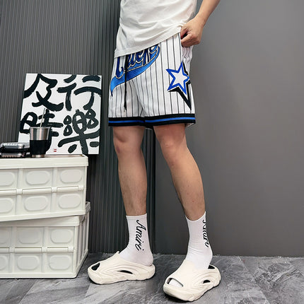 Vintage Embroidered American Quick-drying Breathable Ball Pants Shorts Knee-free Trendy All-match Sports Training Fitness Pants