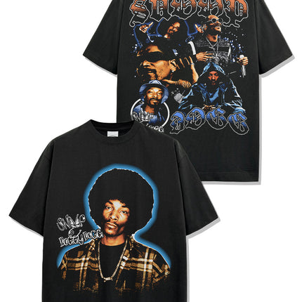 Cross-border Retro Snoopy Dog SNOOP DOGG Printed Short-sleeved T-shirt Washed Long-sleeved Casual Hooded Sweatshirt