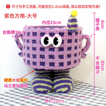Cartoon Bigfoot Little Monster Storage Basket for Miscellaneous Snacks Large Dopamine Lamb Velvet Cute Storage Basket