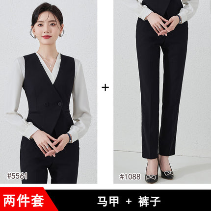 New Elegant Vest Pants Shirt suit Slim-fit Formalwear Fashion Commuting Light Luxury Professional Executive Front Desk Tooling
