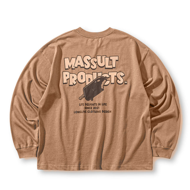 MASSULTI 23AW a bit sweet ice cream fun printed retro autumn loose tee heavy long sleeve T-shirt