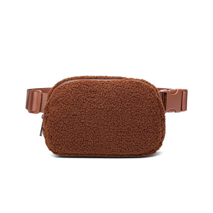 Amazon Spot Same Style Lulu Plush Waist Bag Casual Outdoor Sports Crossbody Bag Spot Mobile Phone Bag Fitness Bag