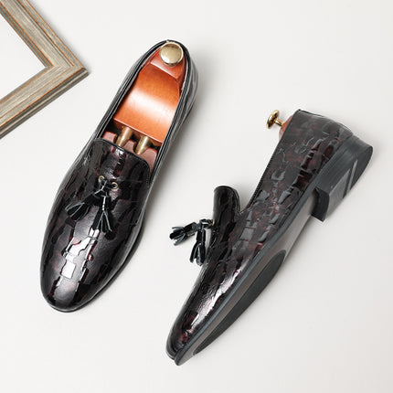 Leather Shoes for Men, Lazy Shoes, Bean Style, Patent Leather, Bright Leather, Soft Leather, High-End