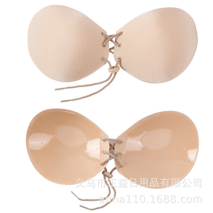 Cross-border Strapless Invisible Bra Lycra Glossy Cloth Round Cup Gathered Breathable Wedding Dress Breast Sticker Silicone Bra Patch