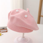 Small white ball beret-pink / 3-48 months