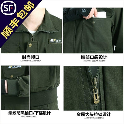 Work clothes set men's labor protection clothing anti-scald wear-resistant dirty spring and autumn labor site tooling welder tooling