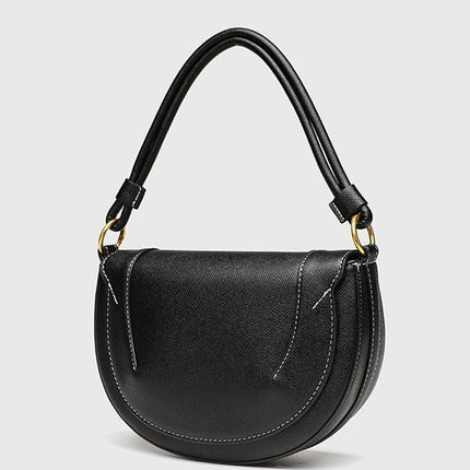 Z Family Cross-border Fashion 2025 New Contrast Color-striped Handheld Crossbody Clamshell Hard Bag Women's Shoulder Saddle Bag