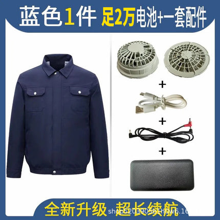 Cross-border supply air conditioning clothes summer outdoor worker labor protection work clothes short sleeve air conditioning shirt fan clothes coat