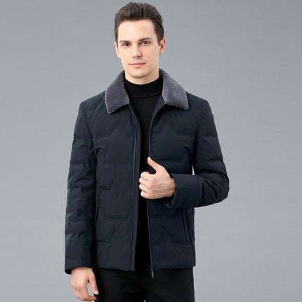 genuine goods Down Jacket Men's Short 2024 New Fashion Laps Business Casual Warm Removable Wool Collar Jacket