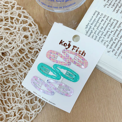 Korean Cute Wavy Water Drop Hairpin New Plaid Sweet Floral Bb Clip Girl Bangs Clip Side Clip Hair Accessories