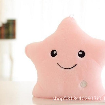 Colorful luminous pillow cute five-pointed plush toy doll wholesale