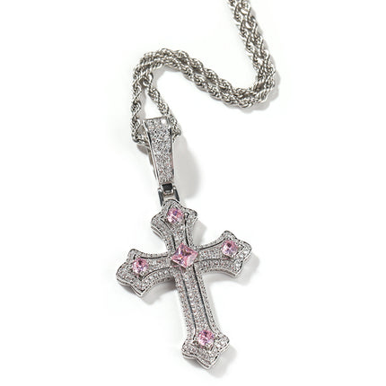 Europe and the United States cross-border jewelry hip-hop cross diamond pendant necklace retro niche Joker Net red necklace wholesale