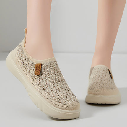 Shoes for Women, Versatile Spring Fly-Knit Breathable Non-Stinky Casual Shoes, Soft-Soled Sneakers, Mesh Breathable Single Shoes