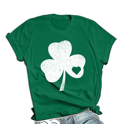 Cross-border PDD supply St. Patrick's Day men's and women's same loose round neck pullover short sleeve printed T-shirt