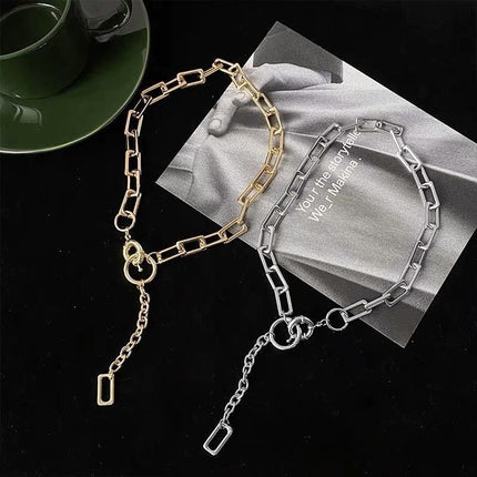 High-End Niche Metal Splicing Necklace, Hip-Hop Trend Cool Short Necklace, Sweatshirt Chain, Elegant Clavicle Chain
