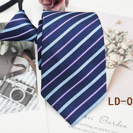 Factory In-Stock Zipper Tie Men's Formal Business 8cm Lazy Tie Red Black Striped Workplace Striped Tie
