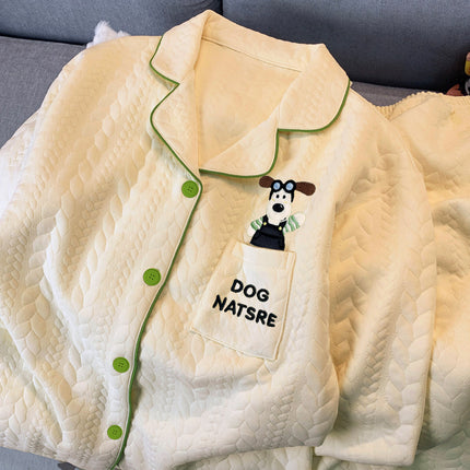 Source Factory (Real Shot) Air Cotton 240g Embroidered Gromi Dog Pajamas Loose Casual Cute Set