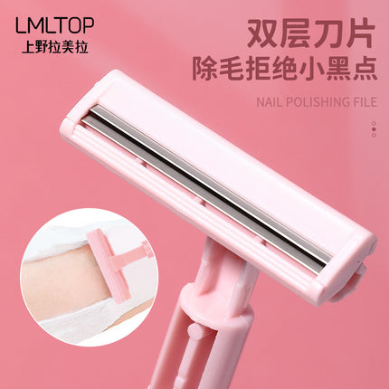Lmltop Women's Double-Layer Rake Knife Comes with 2 Blades, Armpit Hair Manual Shaver, Shaver Wholesale A0265
