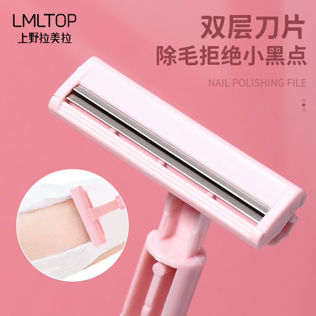 Lmltop Women's Double-Layer Rake Knife Comes with 2 Blades, Armpit Hair Manual Shaver, Shaver Wholesale A0265
