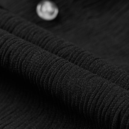 Cross-border new suit cardigan advanced texture vacation shirt drawstring elastic waist shorts plain light cooked two-piece set