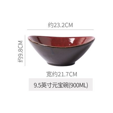Personalized wine red ceramic restaurant hotel tableware embossed exquisite fruit pastry tray tea tray household dish salad bowl